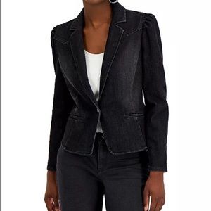 Black Denim Blazer with puff sleeves
